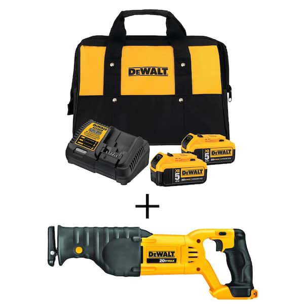 20V MAX Cordless Reciprocating Saw. (2) 20V MAX XR Premium Lithium-Ion 5.0Ah Batteries. and Charger