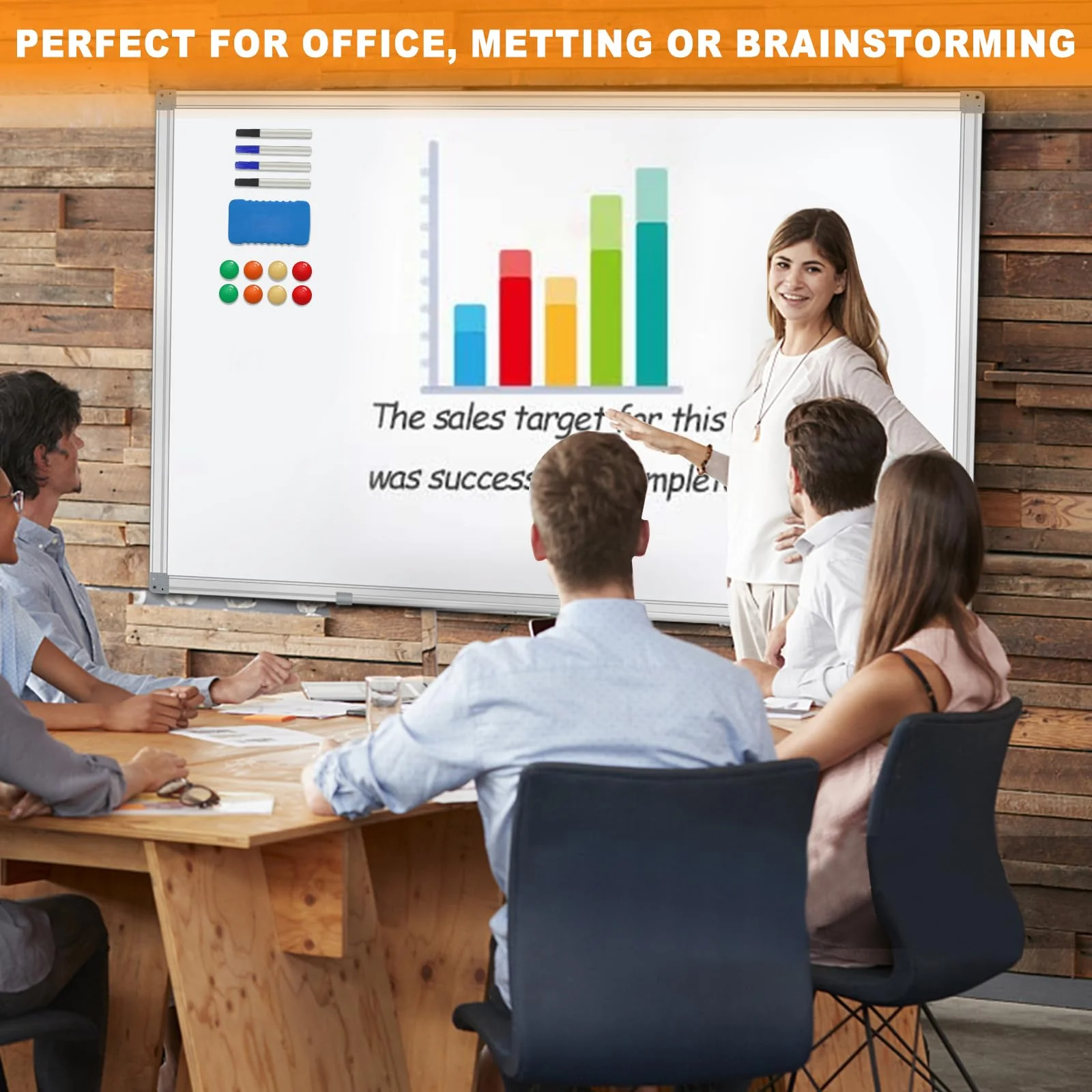 H-Qprobd Dry Erase Board for Wall 72x40 with Long Pen Tray