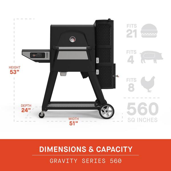 Gravity Series? 560 Digital WiFi Charcoal Grill and Smoker in Black