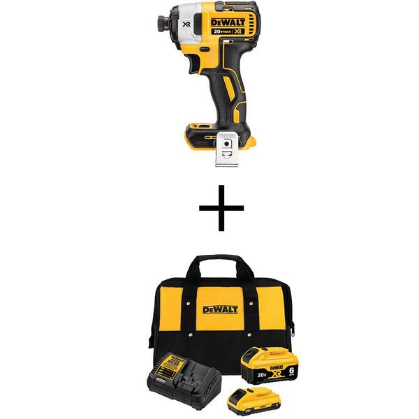 20-Volt Maximum XR Cordless Brushless 3-Speed 1/4 in. Impact Driver with 6.0 Ah and 4.0 Ah Batteries. Charger and Bag