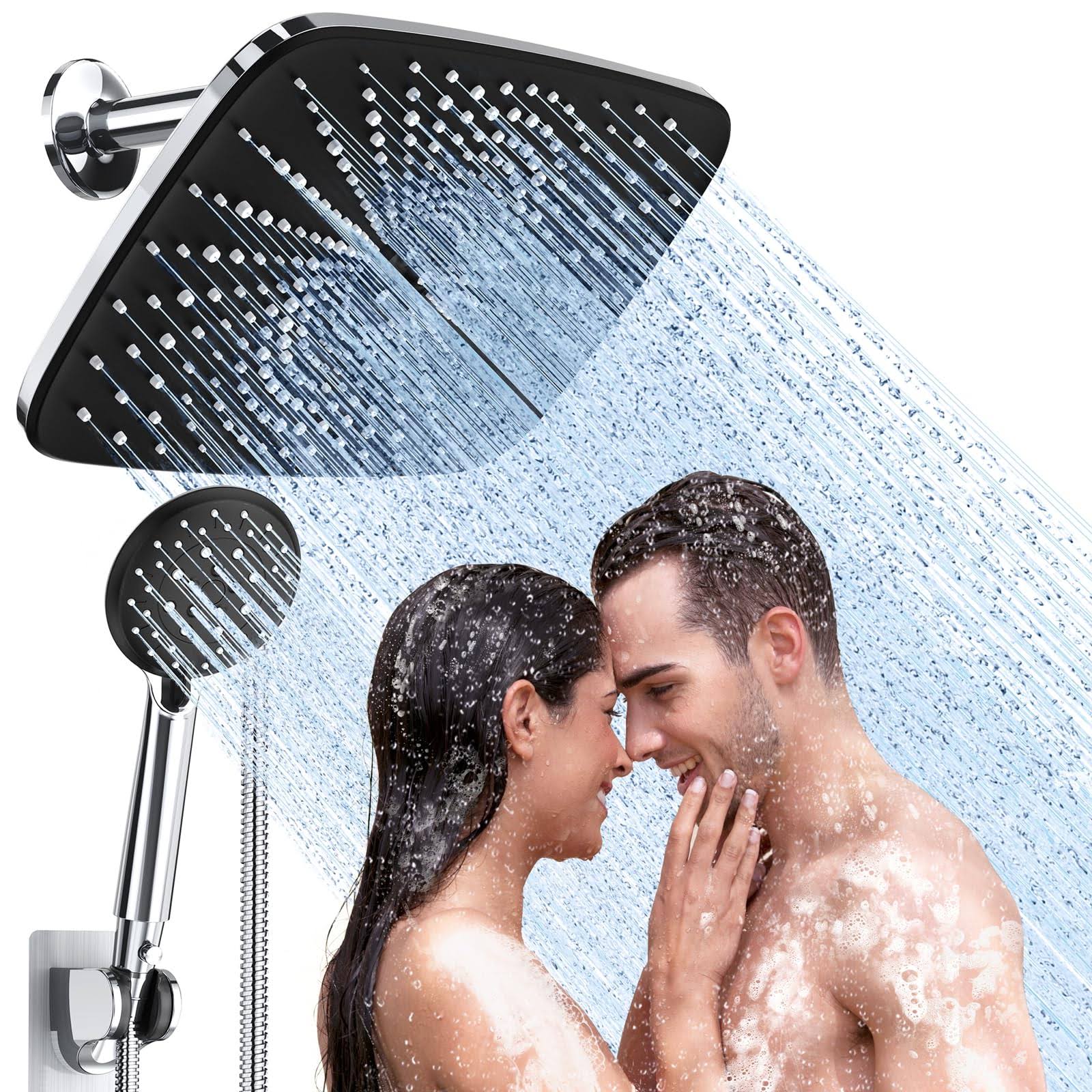 Veken 12 inch High Pressure Rain Shower Head -Shower Heads with 5 Modes Handheld Spray Combo- Wide Rainfall Shower with 70