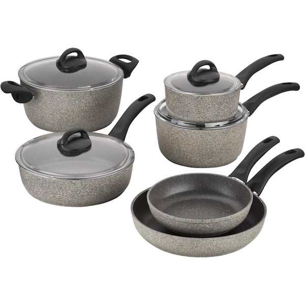 Parma 10-Piece Aluminum Ceramic Nonstick Cookware Set in Gray