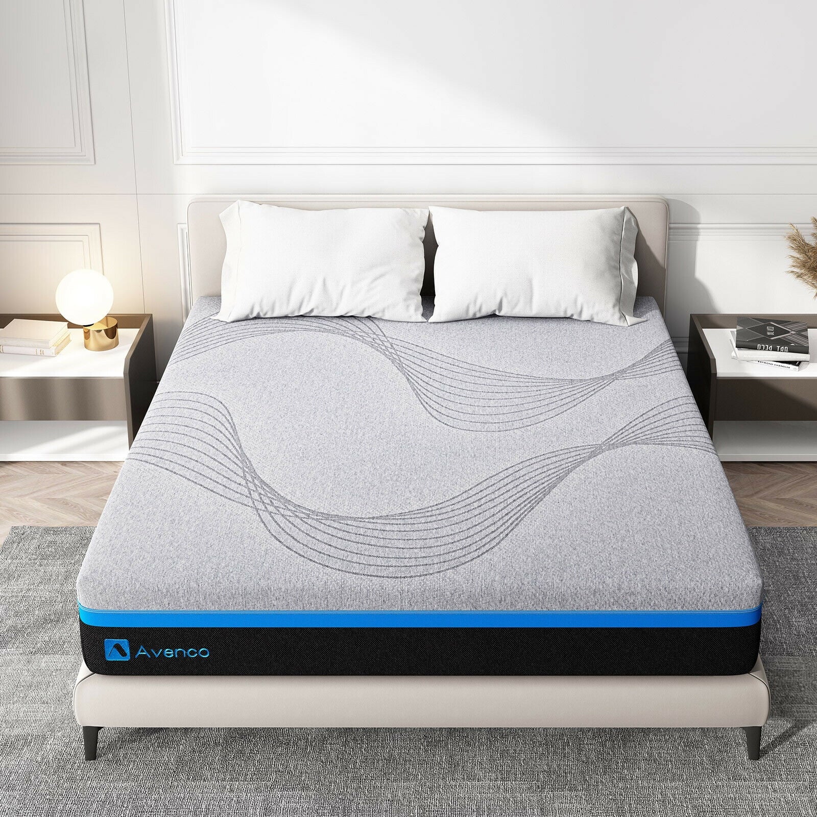 10 Inch Grey Queen Gel Memory Foam Mattress in a Box with Detachable Cover. Queen Size Mattress