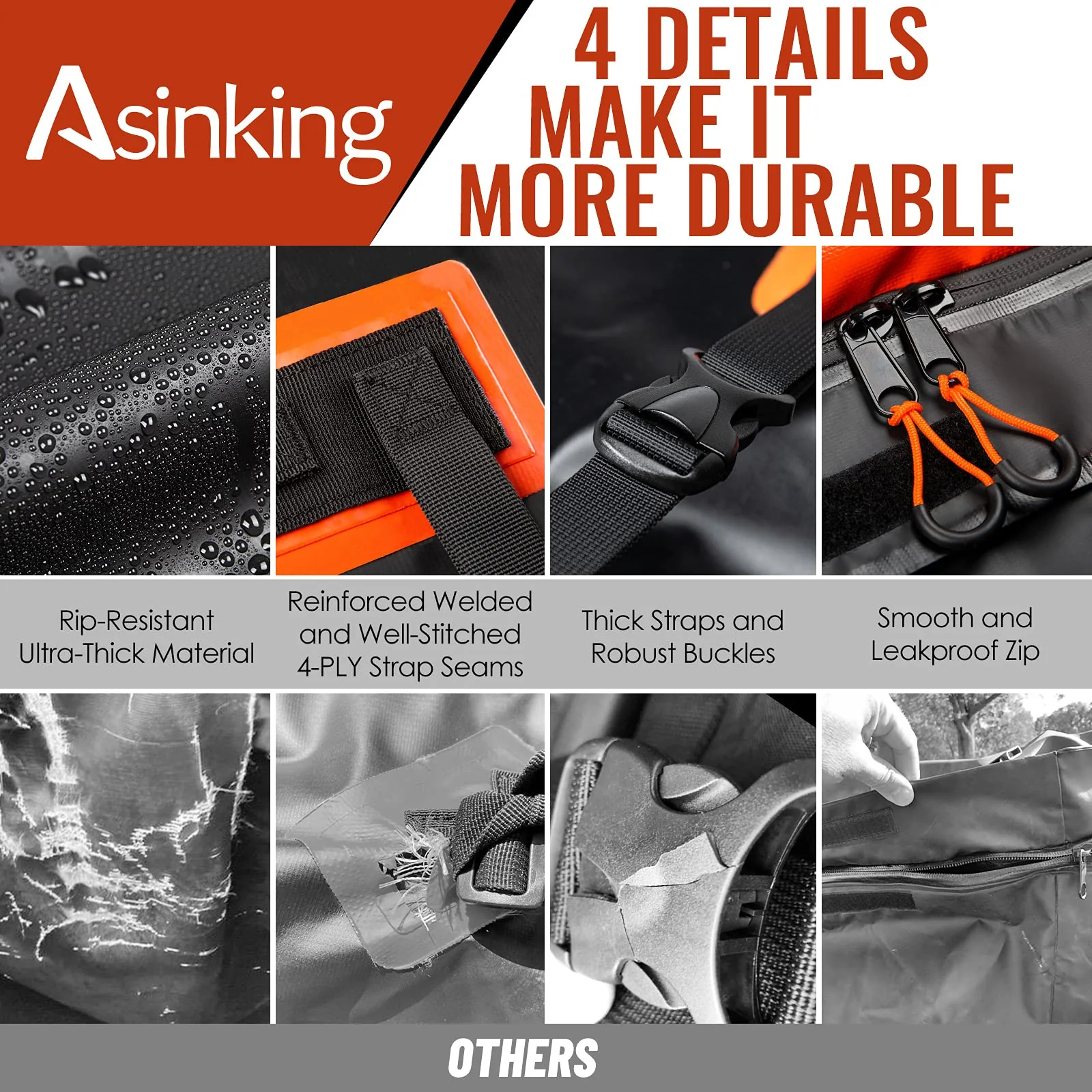 Asinking 21 Cubic Feet Waterproof Car Roof Bag