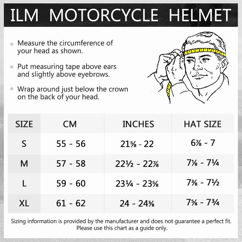 ILM Motorcycle Dual Visor Flip up Modular Full Face Helmet DOT