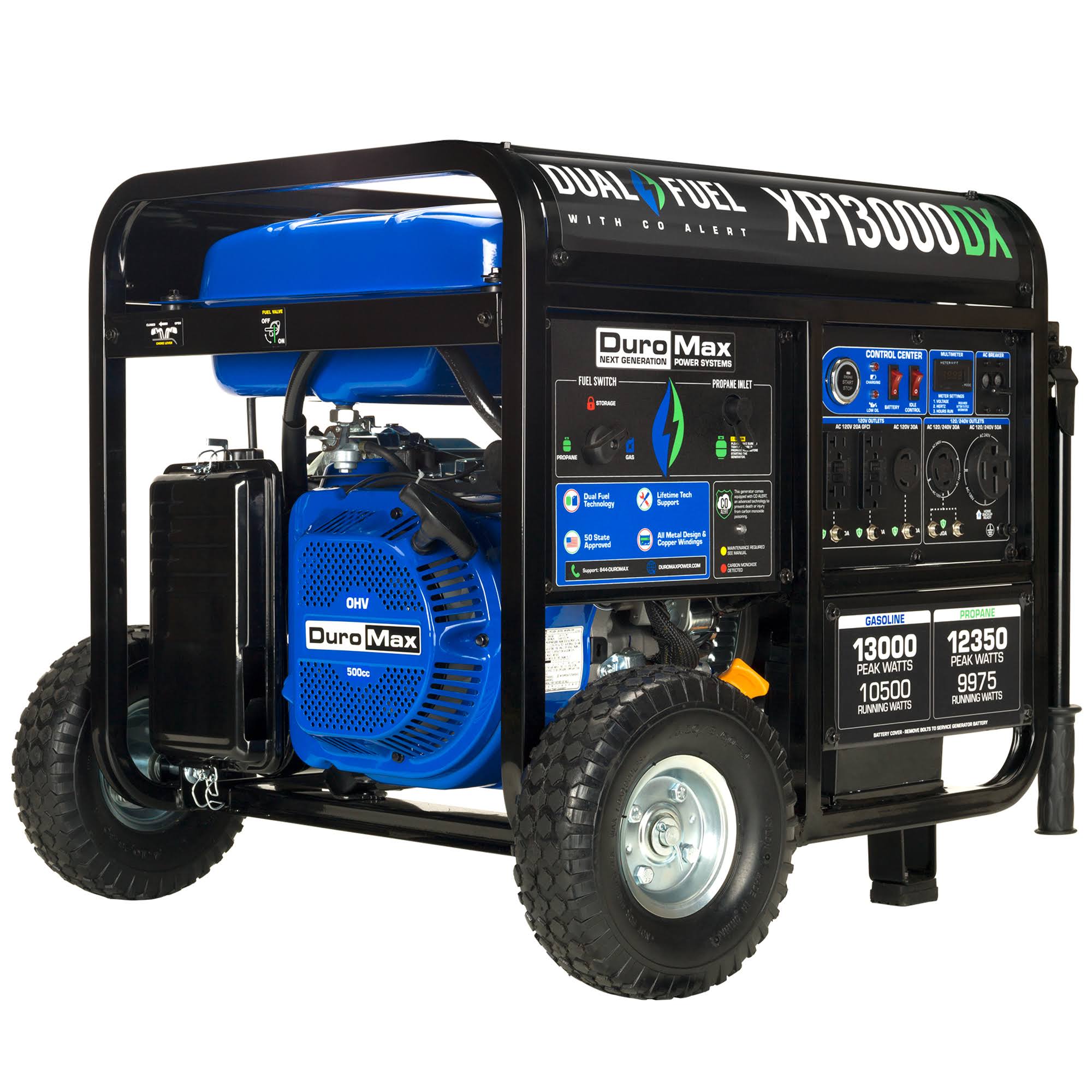DuroMax XP13000DX 13,000 Watt Dual Fuel Portable Generator w/ Co Alert