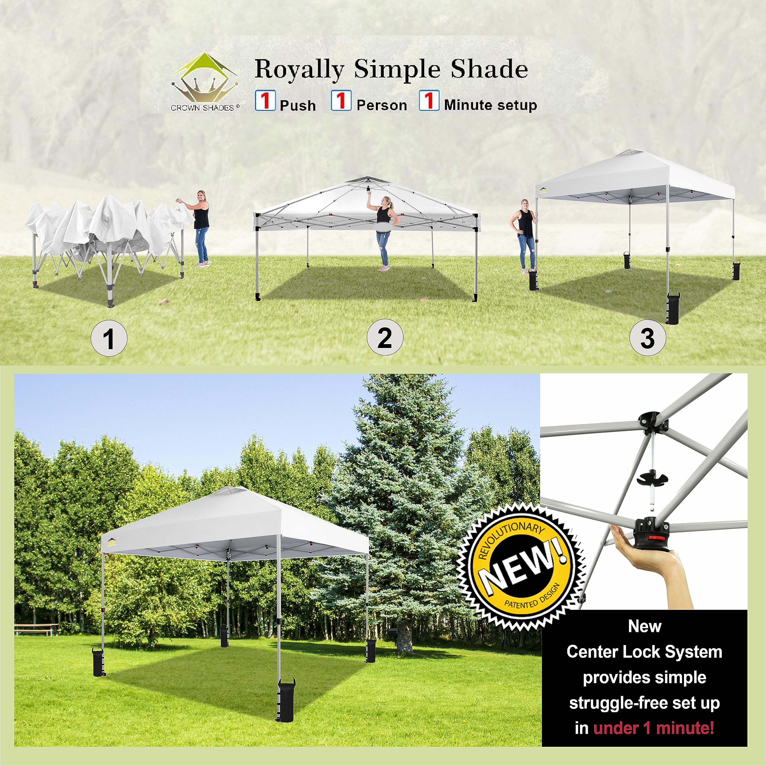 Crown Shades 10x10 Pop up Outside Canopy with Wheeled Carry Bag