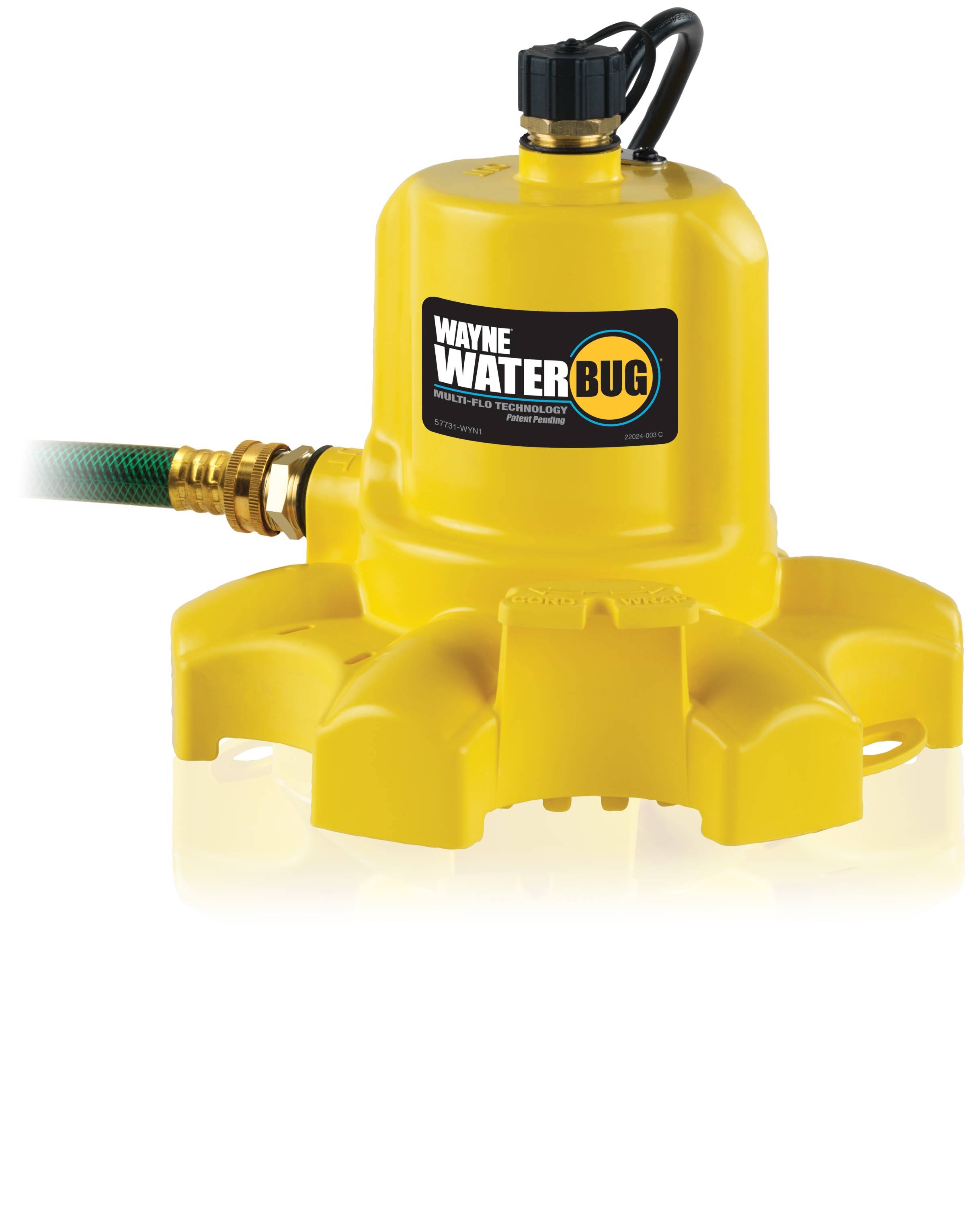 Wayne Waterbug 1/6 HP 1350 GPH Thermoplastic Switchless Switch Bottom AC Utility Pump Wwb