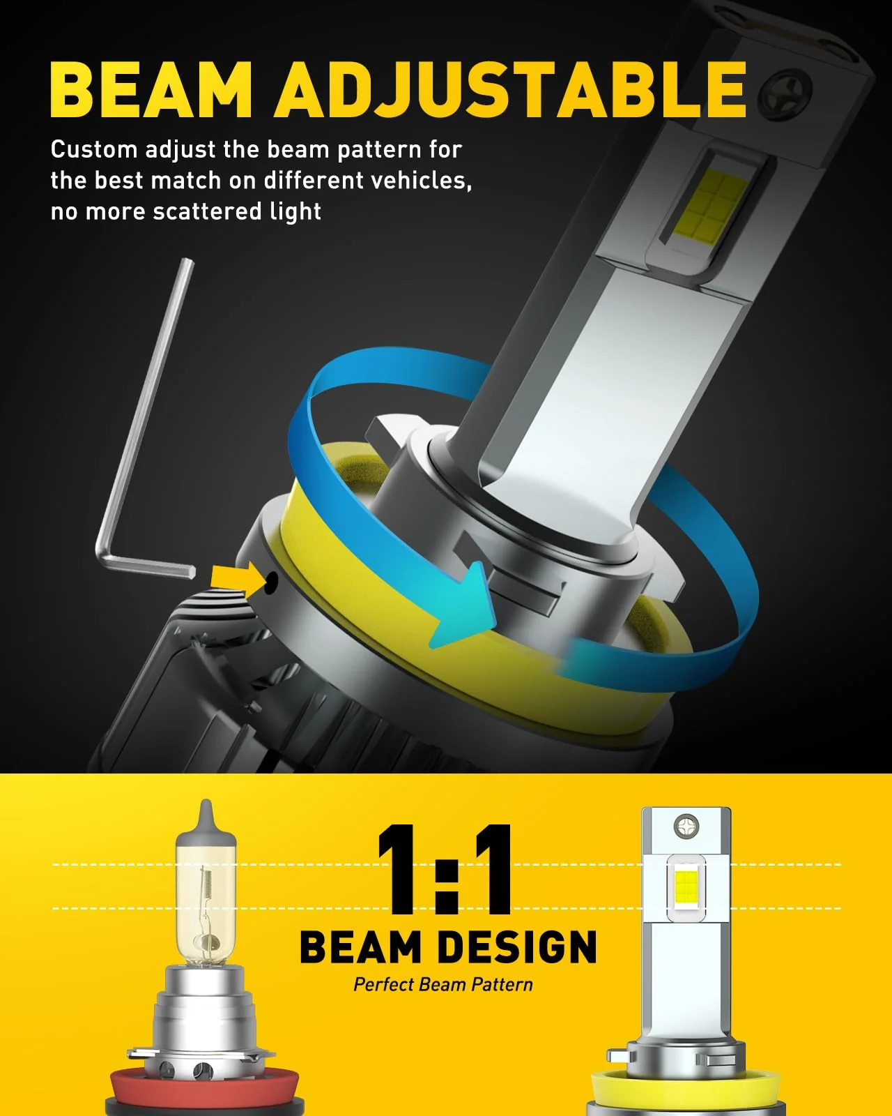 AUXITO H11 LED Bulbs. 120W 24000LM Per Set. 900% Brighter