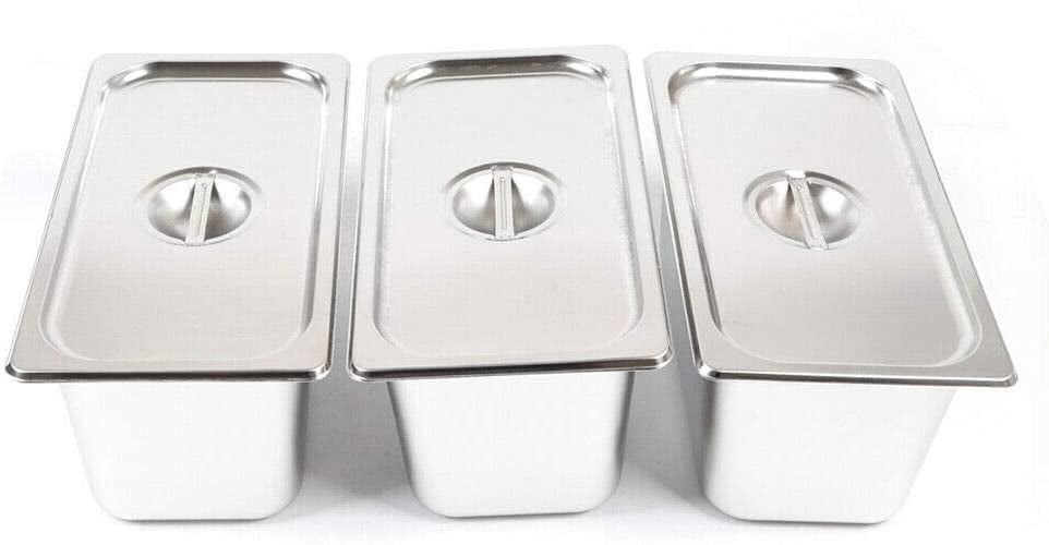 3��7L Commercial Food Warmer Electric Table Countertop Steamer Large Capacity Stainless Steel Soup Station