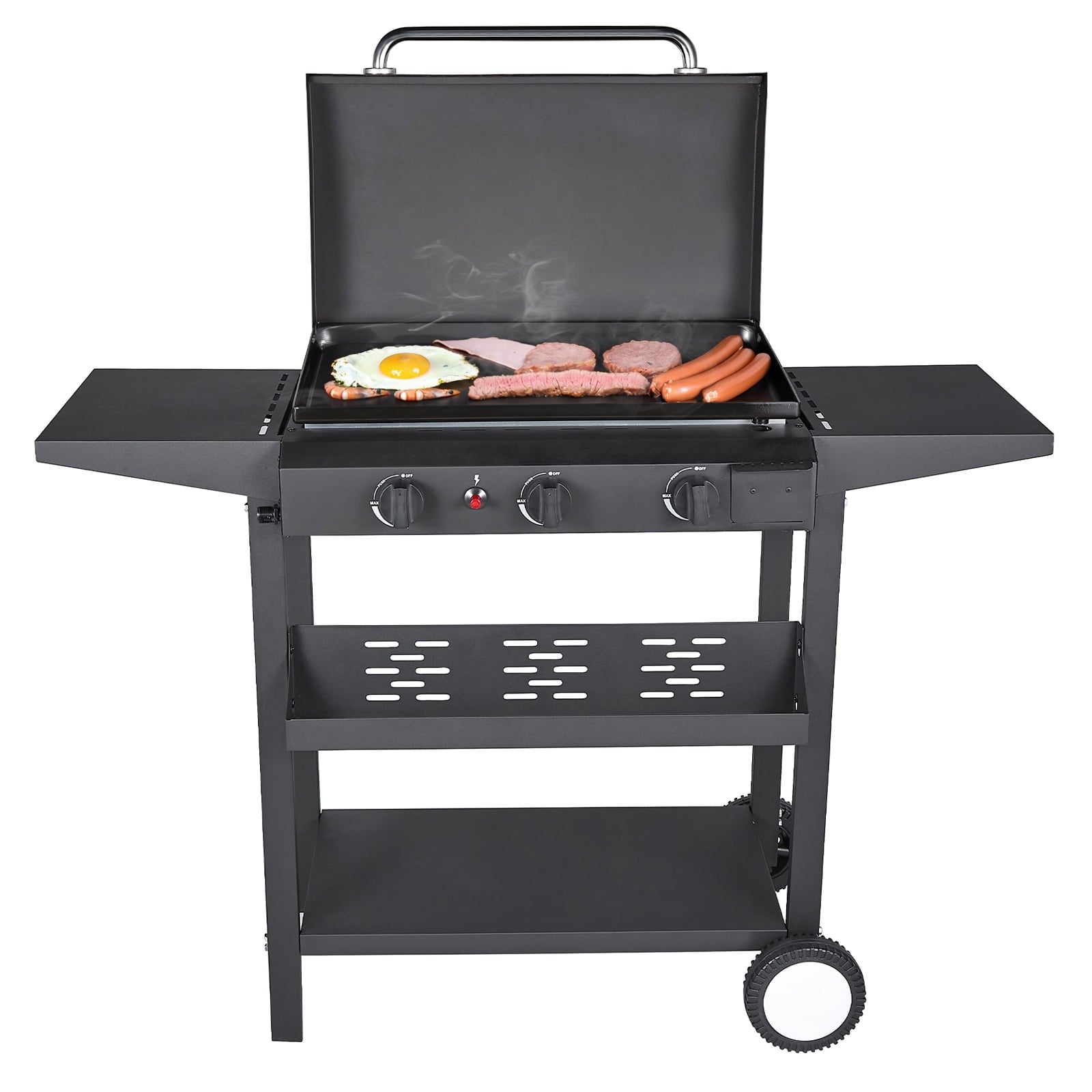 3-Burners Gas Griddle Portable Flat Table Top BBQ Grill Cooking Station