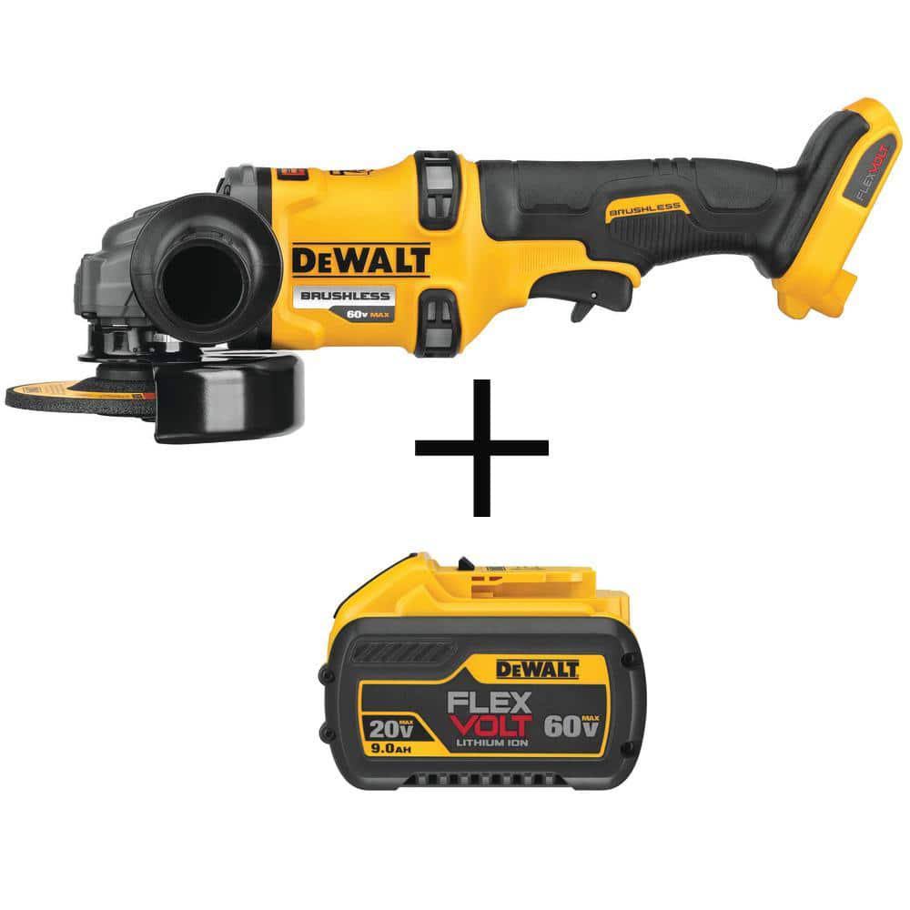 DeWalt FLEXVOLT 60-Volt Li-ion Max Cordless 4-1/2-6 in. Small Angle Grinder (Tool-Only) w/Flexvolt 20-V/60-V Max Battery 9Ah-Instock