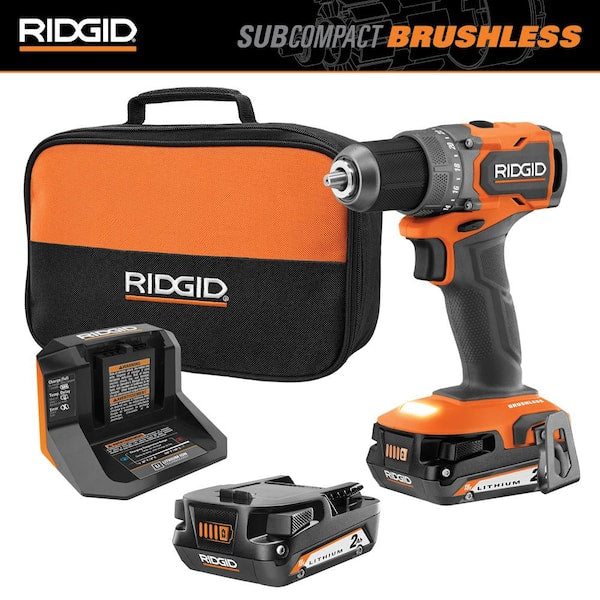 18V SubCompact Brushless Cordless 1/2 in. Drill/Driver Kit with (2) 2.0 Ah Batteries. Charger. and Tool Bag