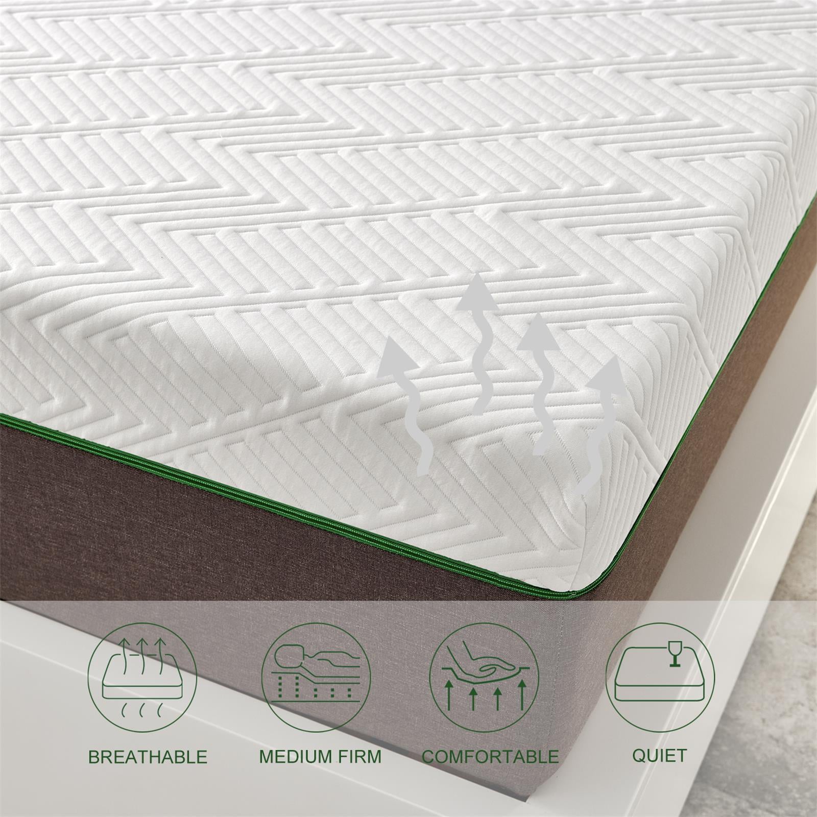 Size Mattress. 12 Inch Iyee Nature Cooling-Gel Memory Foam Mattress Bed in a Box