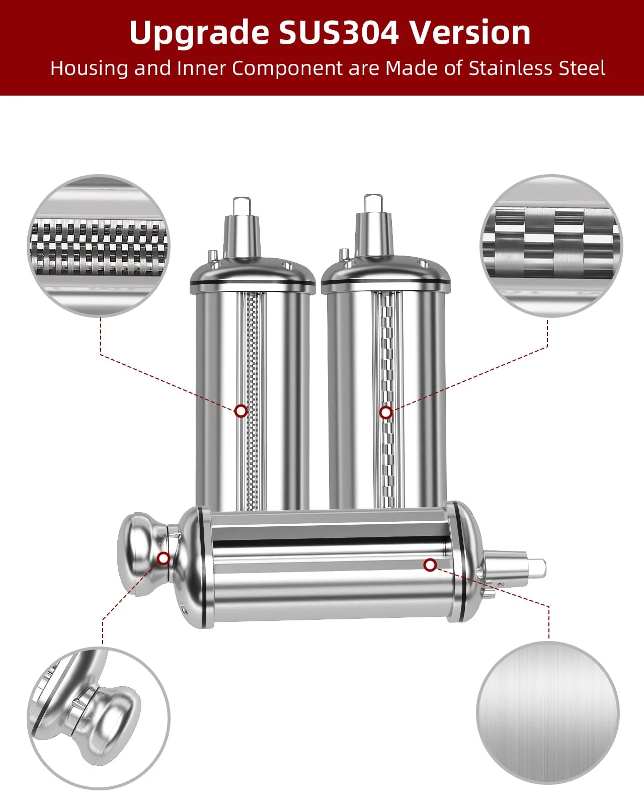 ZACME 3 Piece Pasta Maker Attachment Set for All KitchenAid Stand Mixer