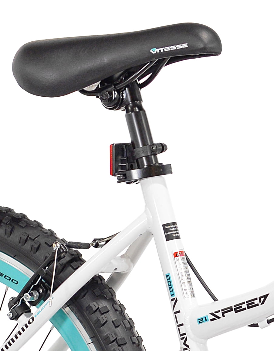 Bicycle 26 In. KZR Mountain Women's Bike. White and Teal Rim