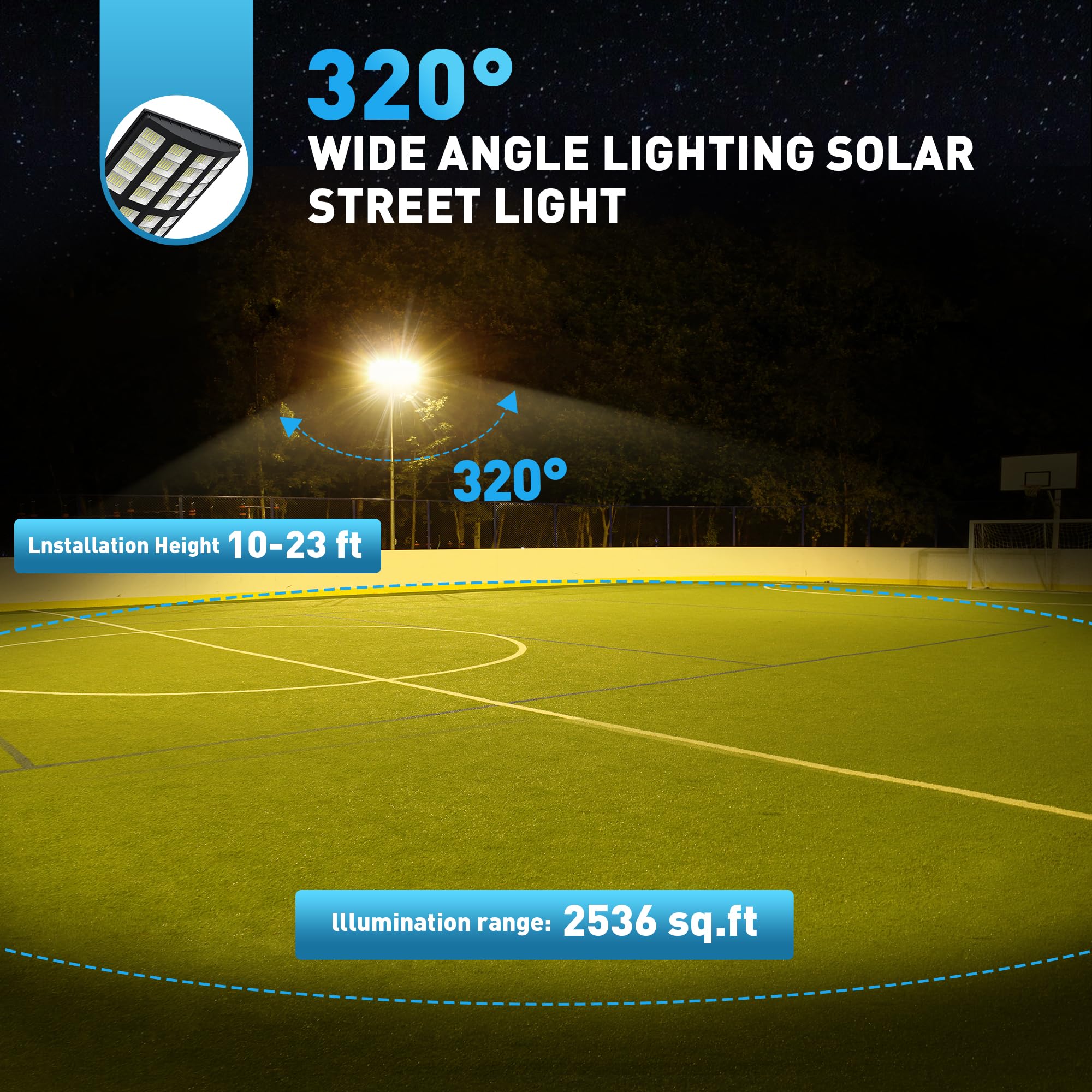 4200W Solar Street Lights Outdoor - Wide Angle Solar Lights Outdoor Motion Sensor, Solar Parking Lot Lights Dusk to Dawn, 7000K LED Street Lights Solar Powered for Commercial, Yard
