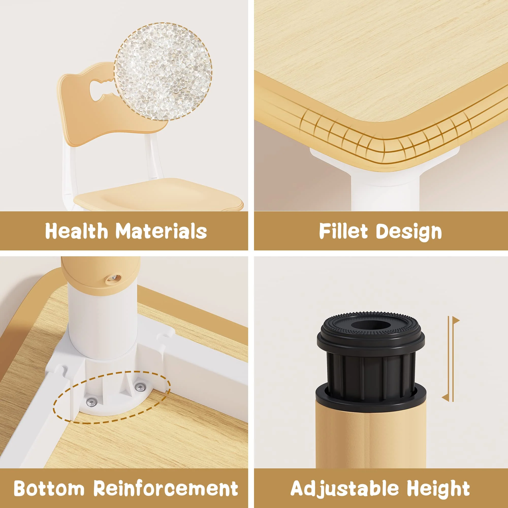 Brelley Kids Table and 4 Chairs Set for Ages 2-8