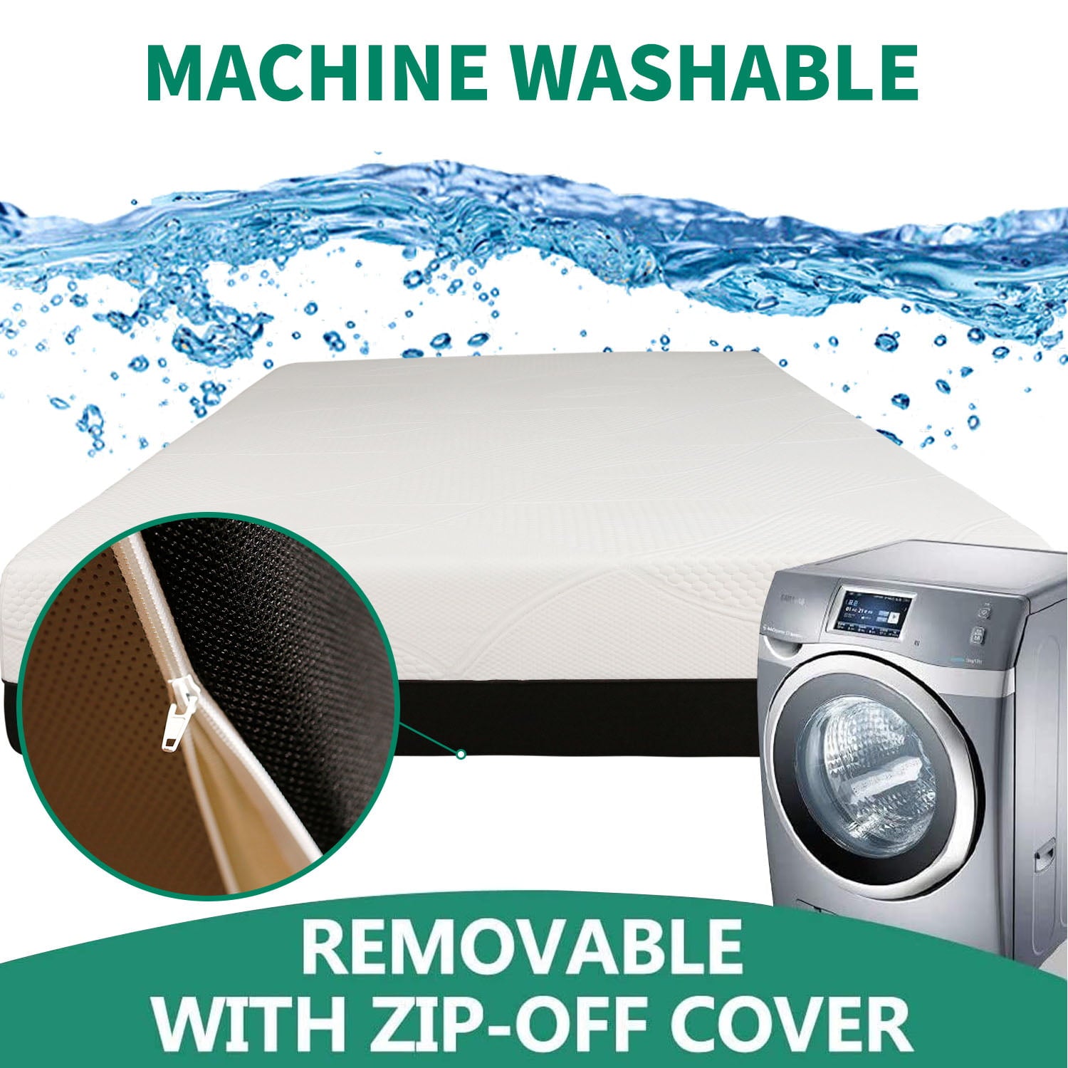 inch Gel Memory Foam Mattress Queen Size in a Box with Detachable Cover Medium Firm Bed Mattresses