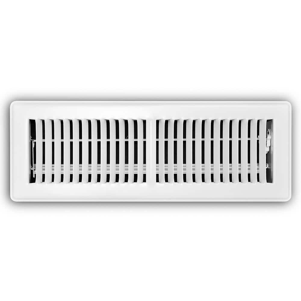 Everbilt 4 in. x 14 in. 2-Way Steel Floor Register in White