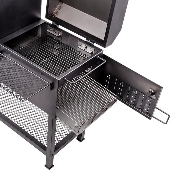 Bandera Vertical Offset Smoker and Charcoal Grill Combo in Black with 992 sq. in. Cooking Space