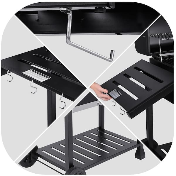 Deluxe 30 in. Charcoal Grill. BBQ Smoker Picnic Camping Patio Backyard Cooking. Black