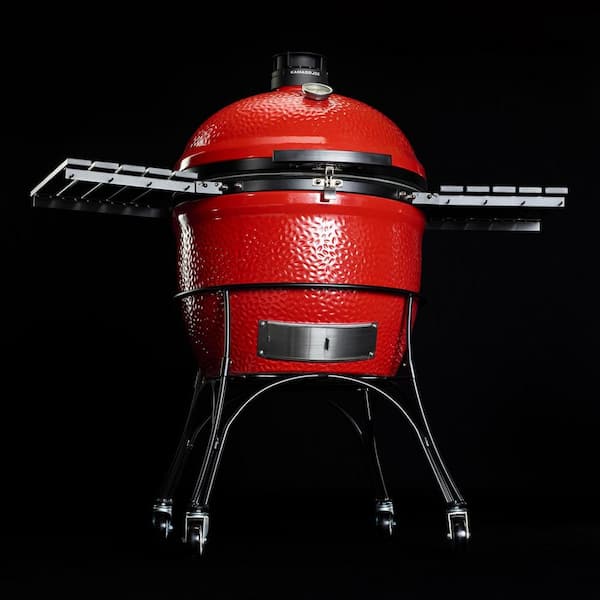 Big Joe II 24 in. Charcoal Grill in Red with Cart. Side Shelves. Grate Gripper. and Ash Tool