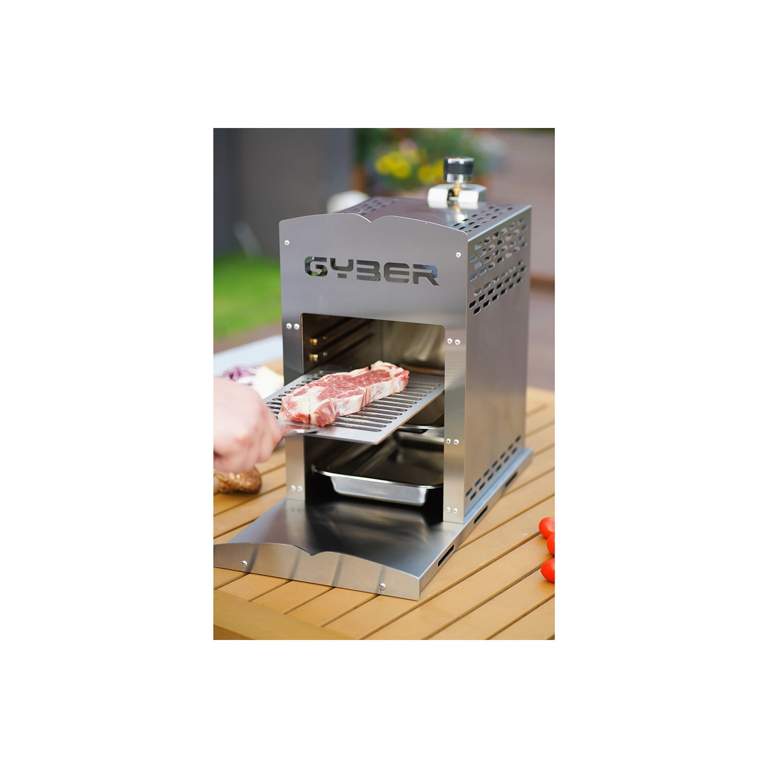 Gas Infrared Grill (Propane) Single. Vertical Cooking and Outdoor Grilling | BBQ Chicken. Steak. Fish. Vegetables | Fast. Efficient Heating Element | Stainless Steel