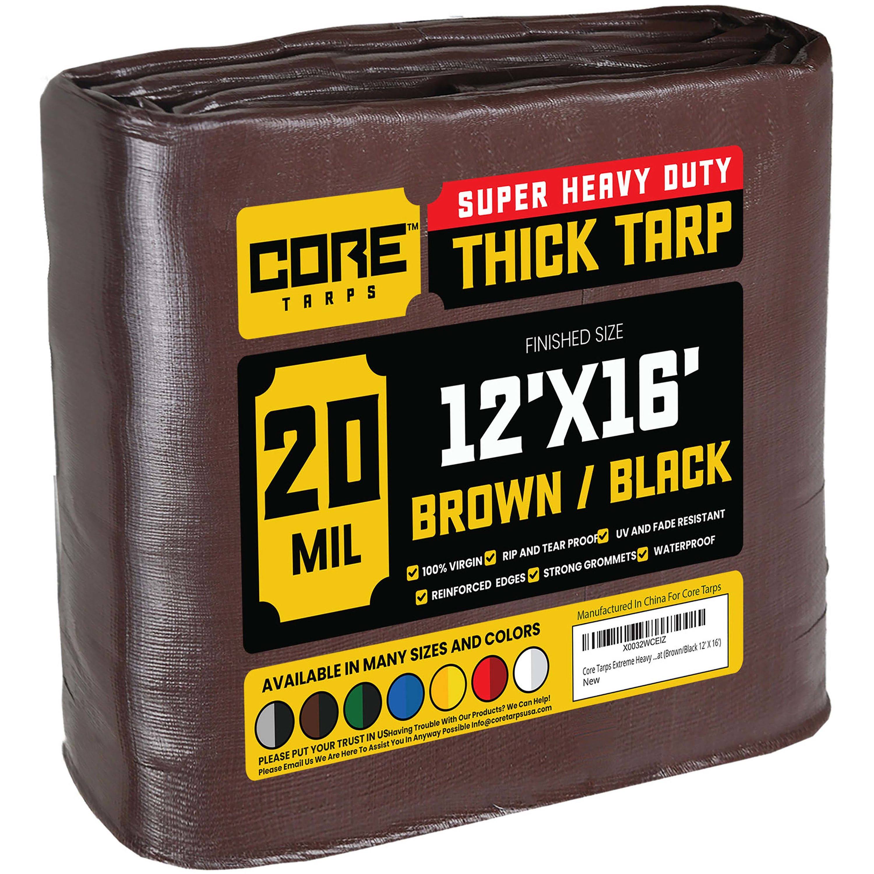 Core Tarps 12 ft. x 16 ft. Tarp, 20 mil, Brown/Black