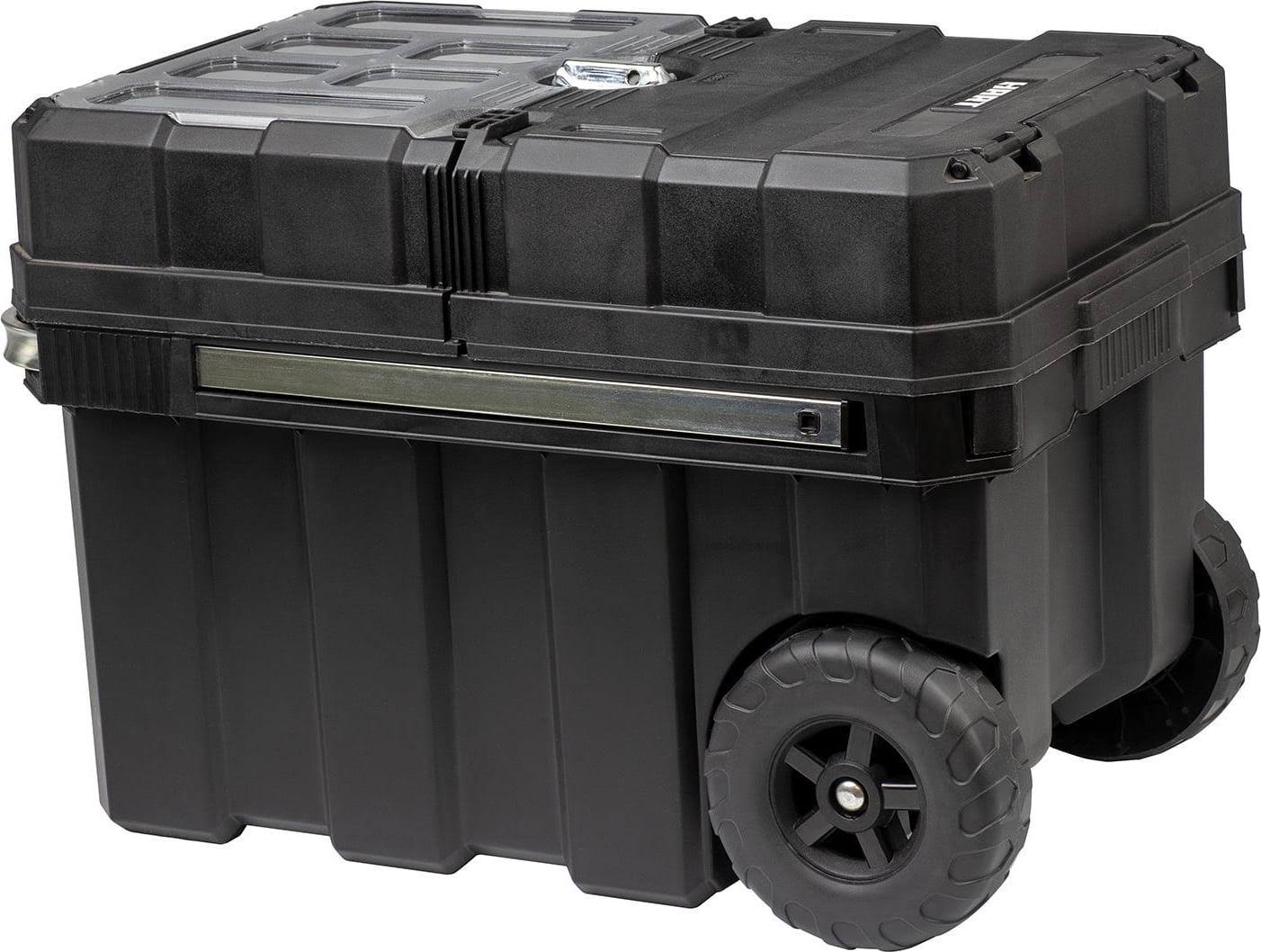 Hart 24in Rolling Tool Box, Resin Tool Storage, Black with Blue