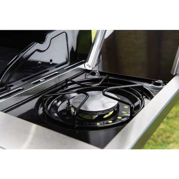 5-Burner Propane Gas Grill in Stainless Steel with Side Burner and Condiment Rack