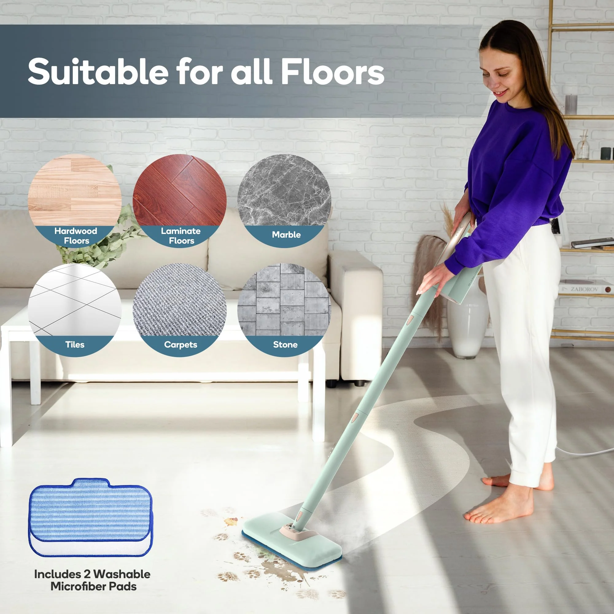 Newbealer Steam Mop & Detachable Handheld Cleaner