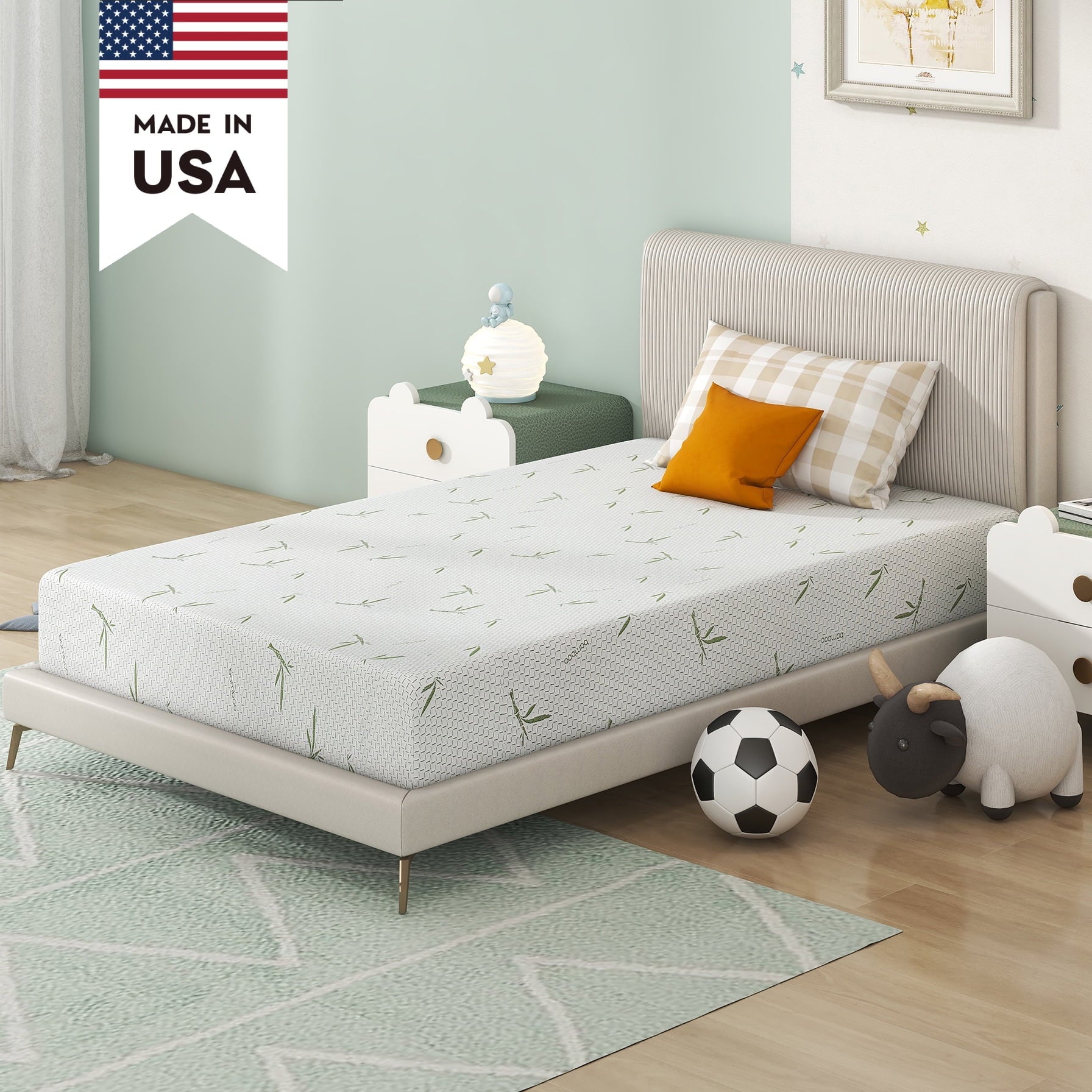 Mattress. 6 inch Memory Foam Mattress Bed in a Box. with Green Tea Cooling Gel. Made in USA