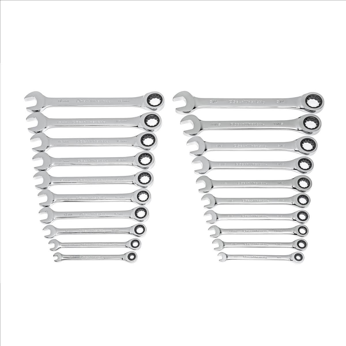 GearWrench 20 Piece SAE/Metric Ratcheting Combination Wrench Set