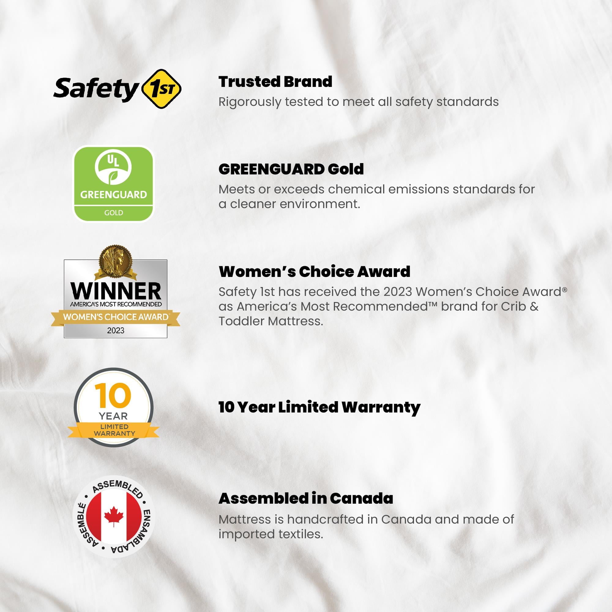 1st Sweet Dreams 5 Crib & Toddler Mattress with Waterproof Cover| Greenguard Gold Certified