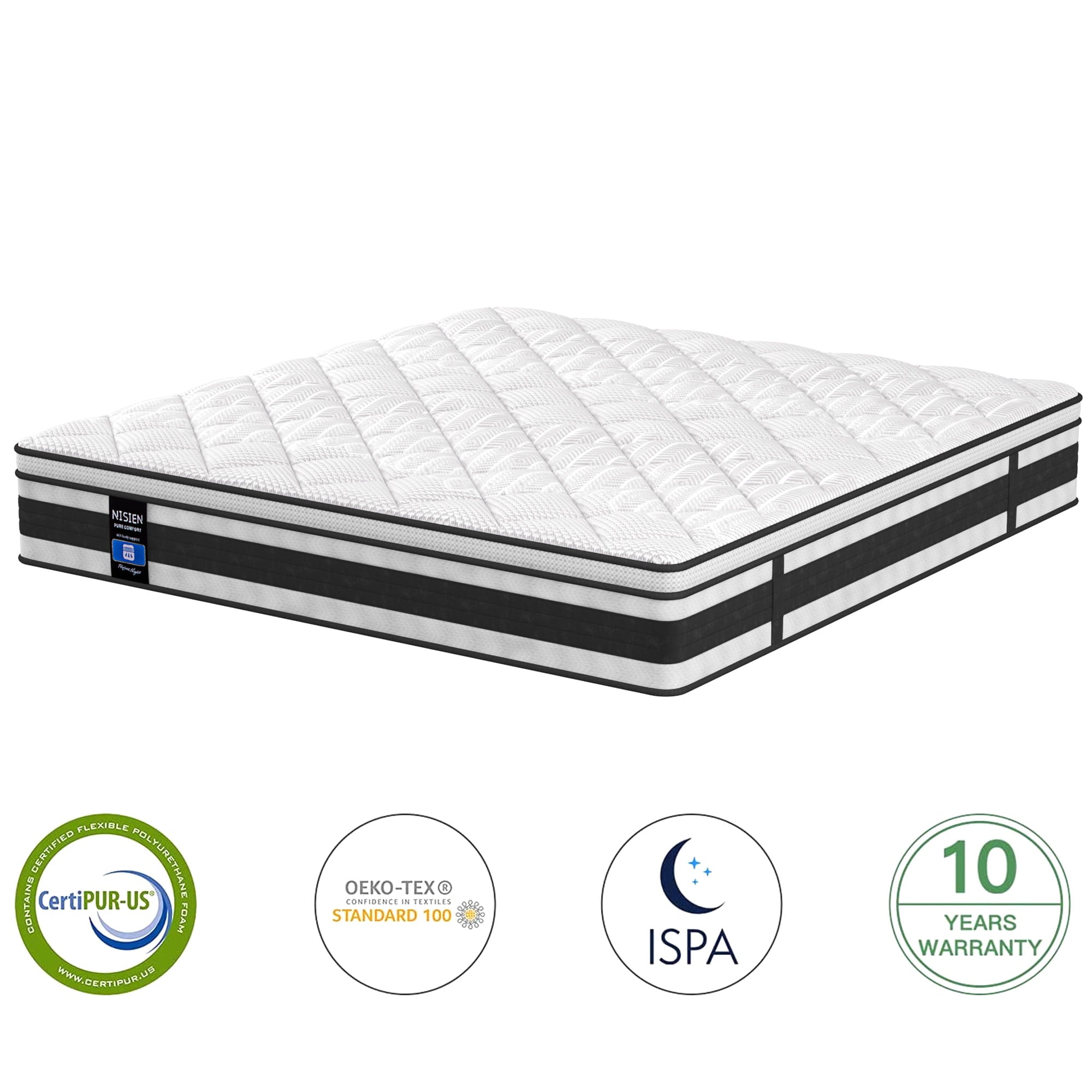 Size Mattress. Nisien 10 Inch Gel Memory Foam Hybrid Queen Mattress in a Box.Firm.Euro Top Bed Mattress for Cooler Sleep.100-Night Free Trial