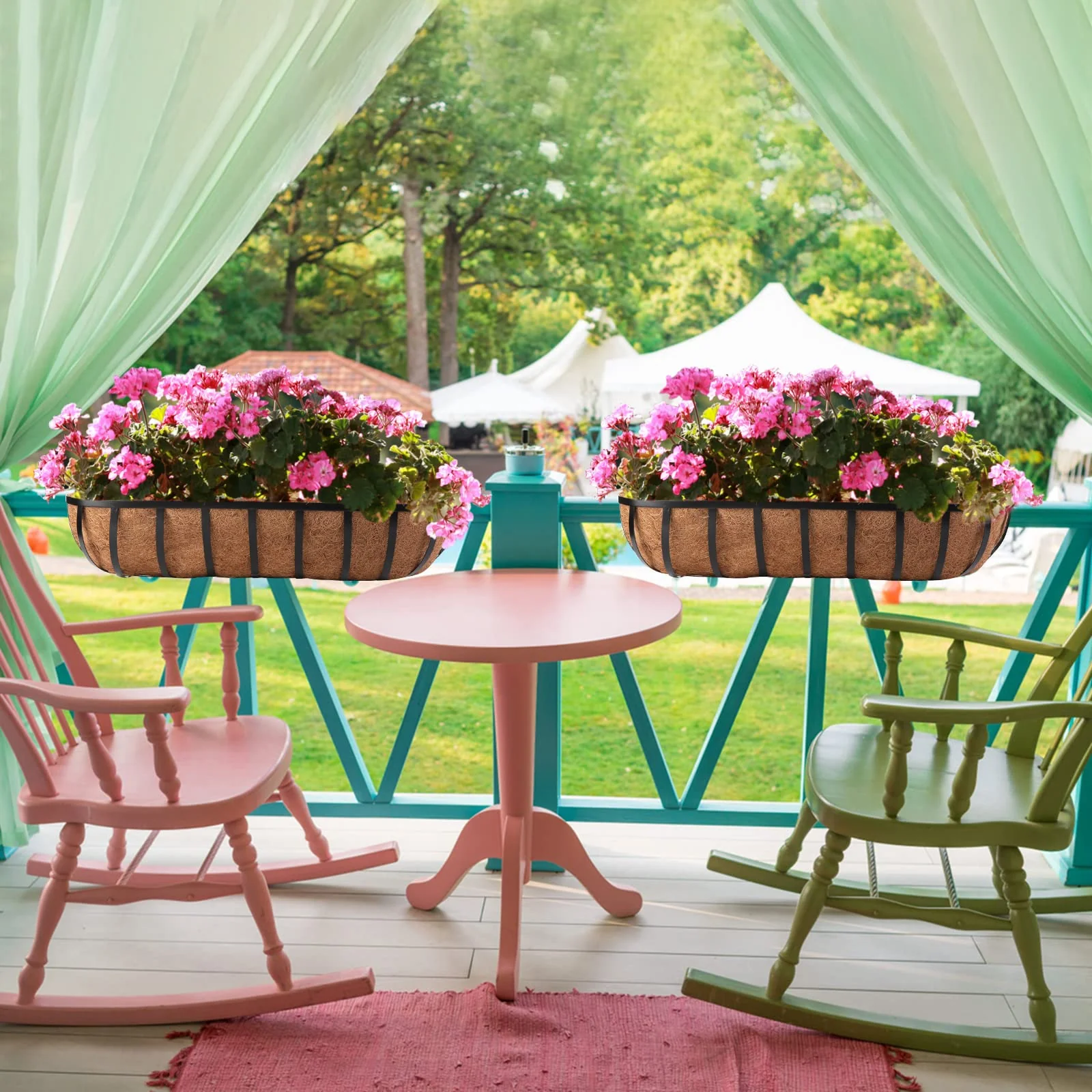 Harmiden 4 Pcs 30 Window Box Deck Railing Planter