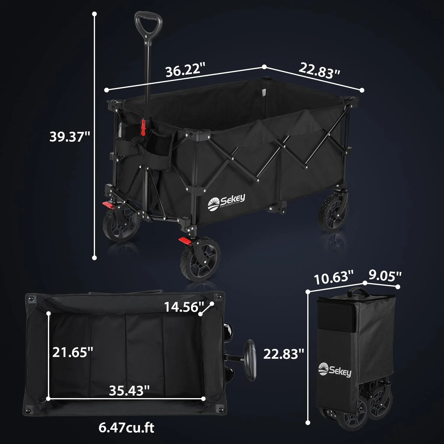 Sekey 220L Collapsible Foldable Wagon with 330lbs Capacity