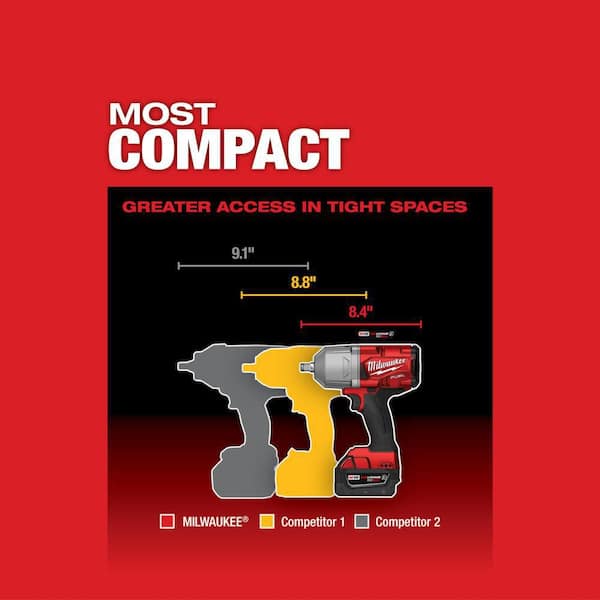 M18 FUEL 18V Lithium-Ion Brushless Cordless 1/2 in. High-Torque Impact Wrench with Grease Gun Kit. Resistant Batteries