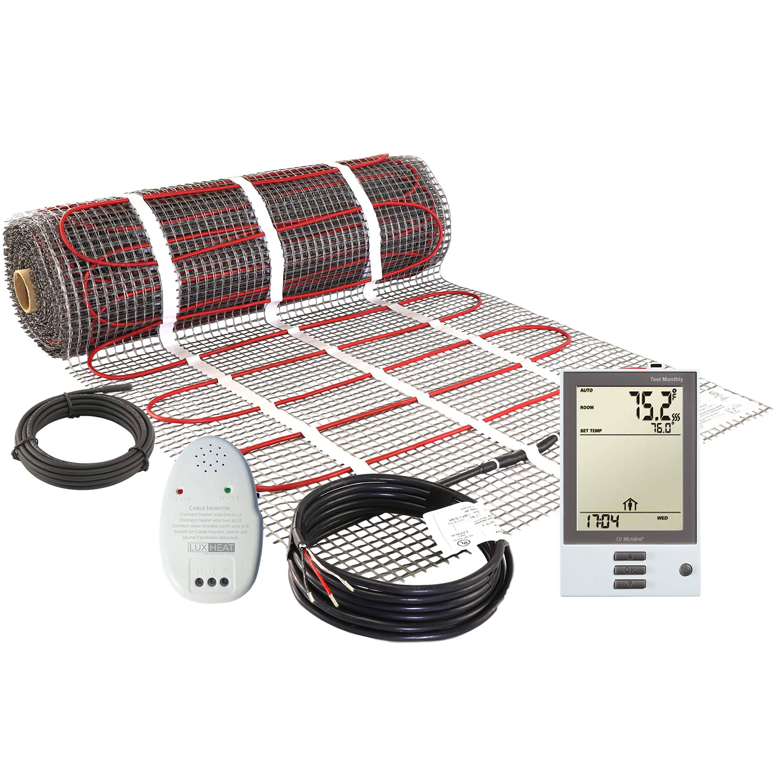 LuxHeat 40 Sqft Mat Kit, 120V Electric Radiant Floor Heating System for Under Tile, Stone and Laminate. Kit Includes Alarm, Heated Floor Mat, OJ