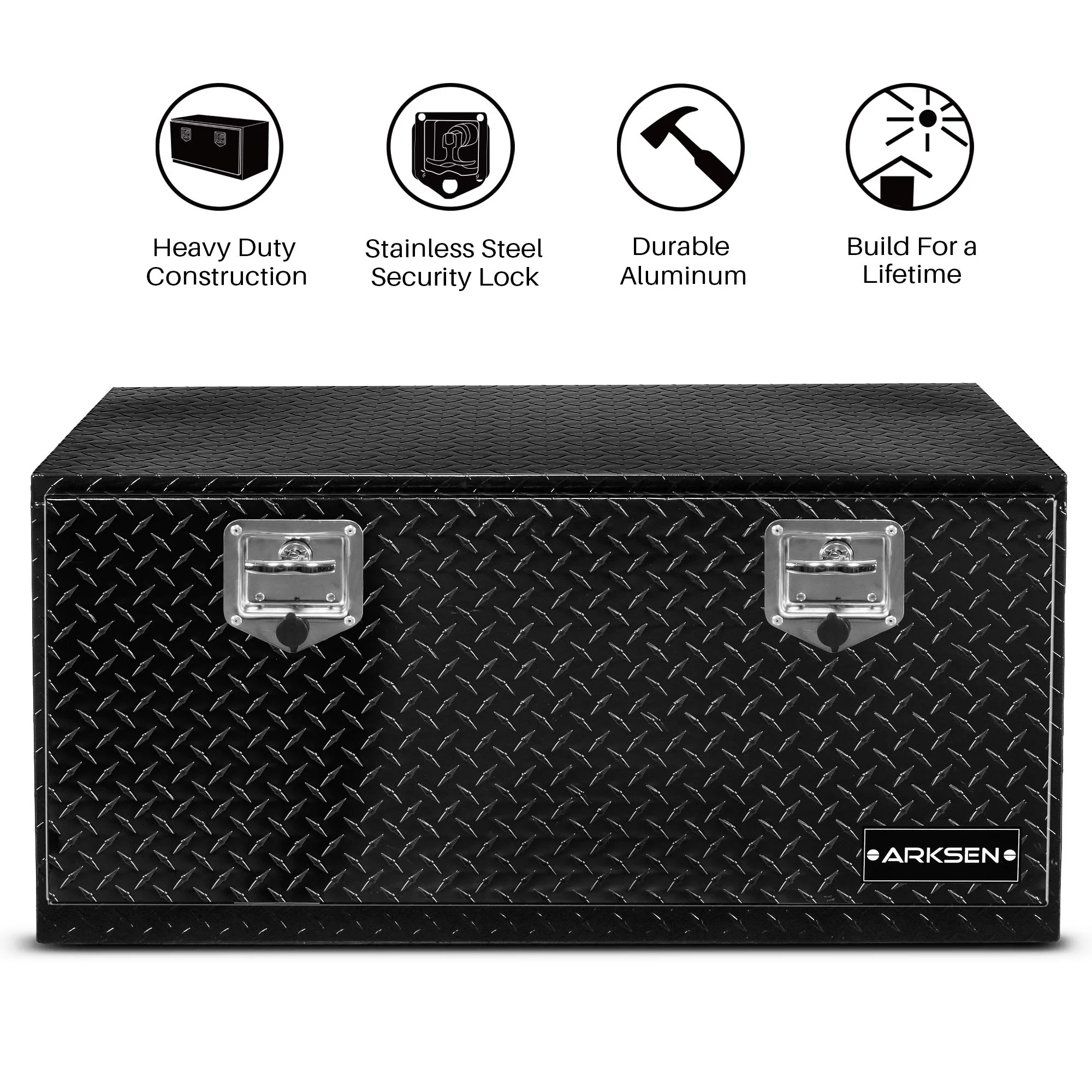 ARKSEN 36 Inch Heavy Duty Aluminum Diamond Plate Tool Underbody Box