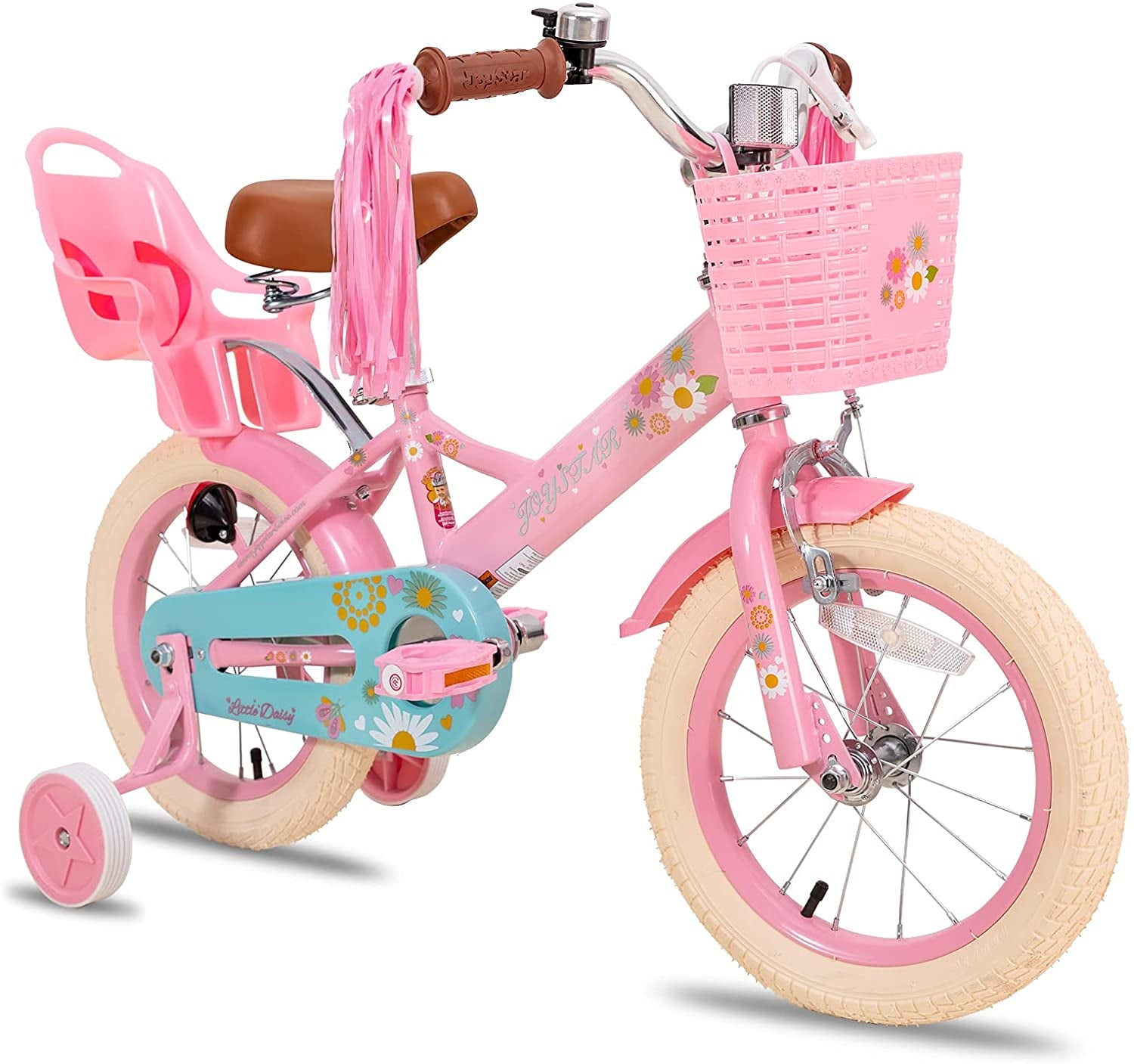 Little Daisy 12 Inch Kids Bike for 2 3 4 Years Girls with Training Wheels Princess Kids Bicycle with Basket Bike Streamers Toddler Cycle Bikes Pink