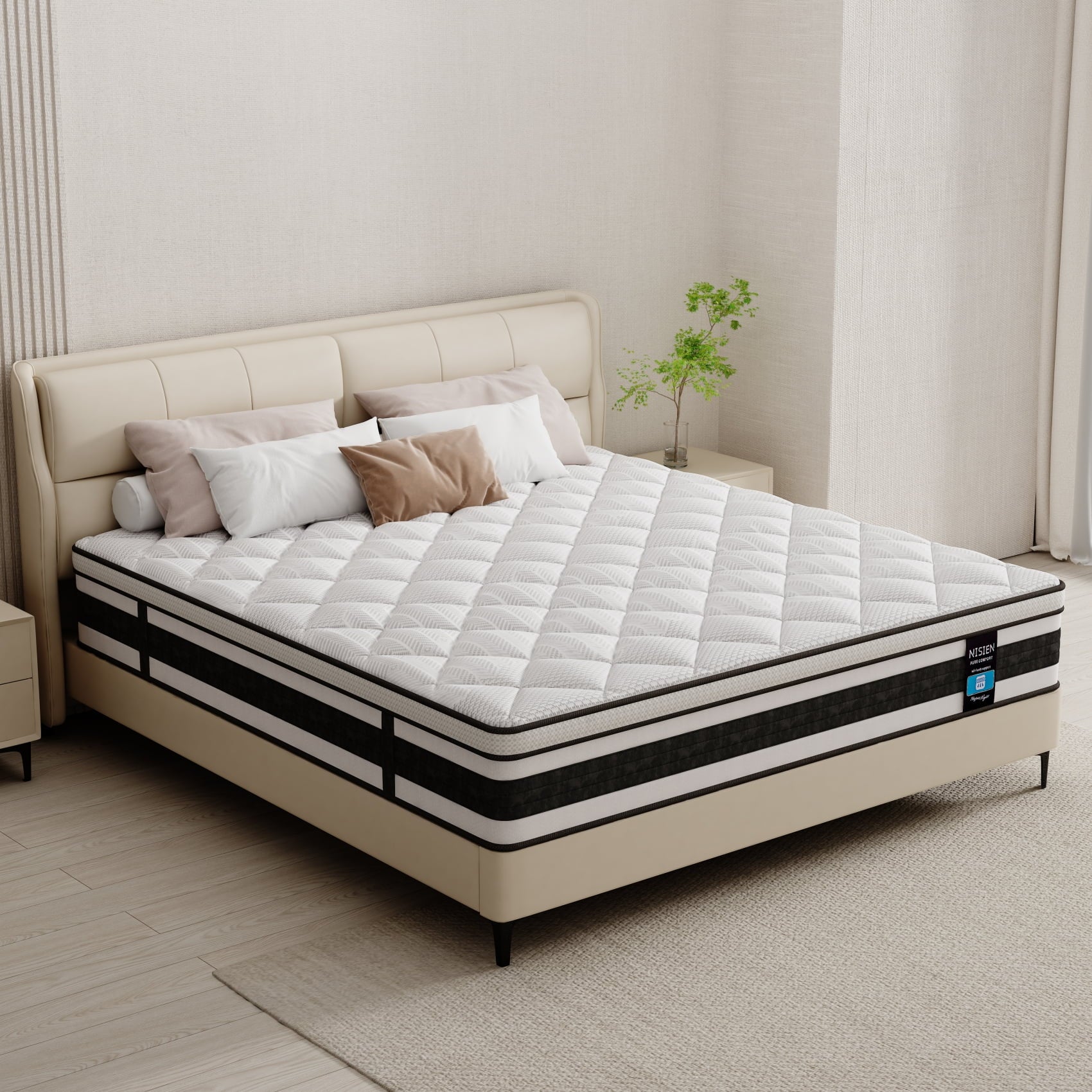 Size Mattress. Nisien 10 Inch Gel Memory Foam Hybrid Queen Mattress in a Box.Firm.Euro Top Bed Mattress for Cooler Sleep.100-Night Free Trial