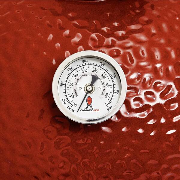 Joe Jr. 13.5 in. Portable Charcoal Grill in Red with Cast Iron Cart. Heat Deflectors and Ash Tool