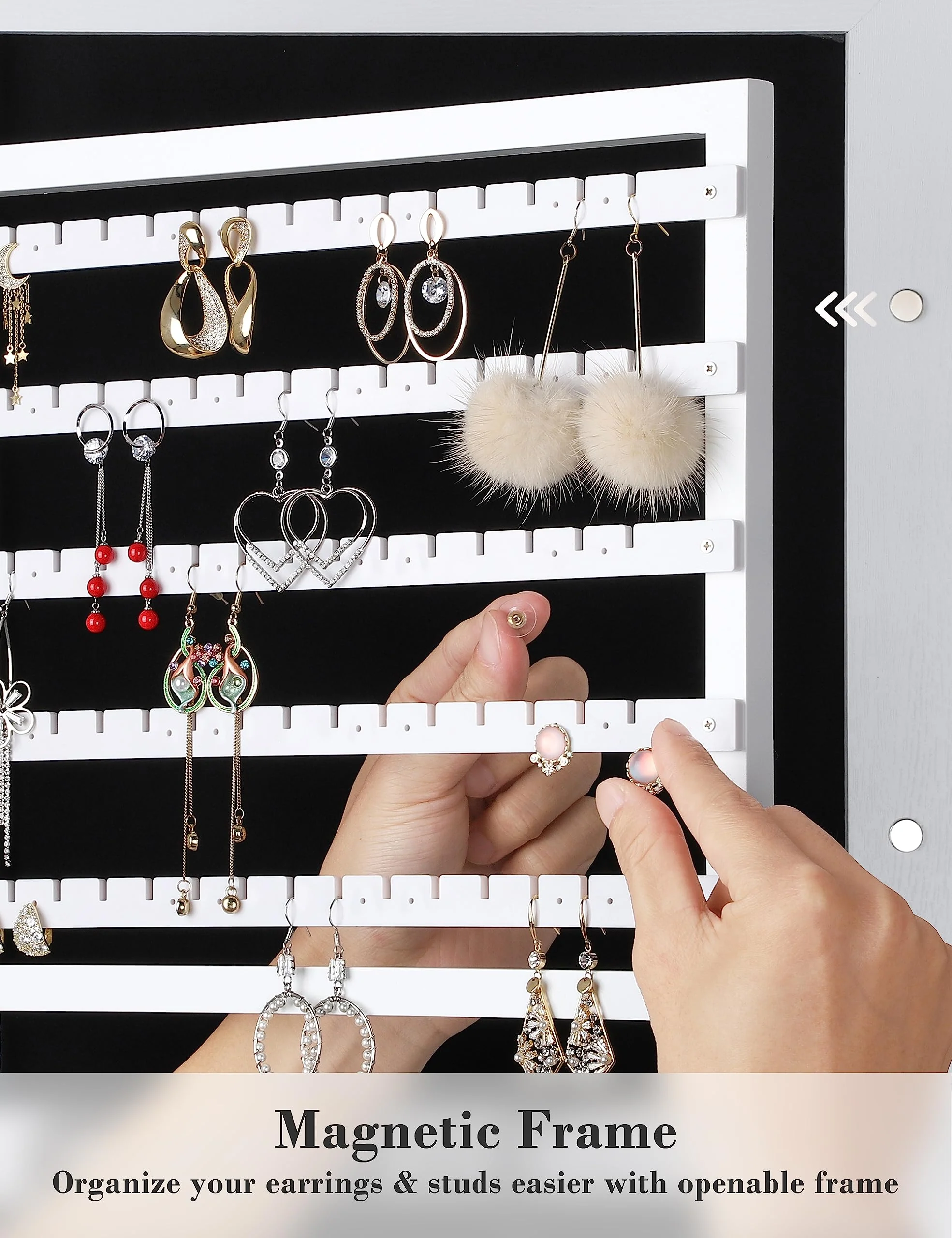 Nicetree 6 LEDs Large Capacity Mirror Jewelry Cabinet