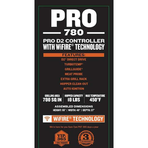 Pro 780 Wifi Pellet Grill and Smoker in Black
