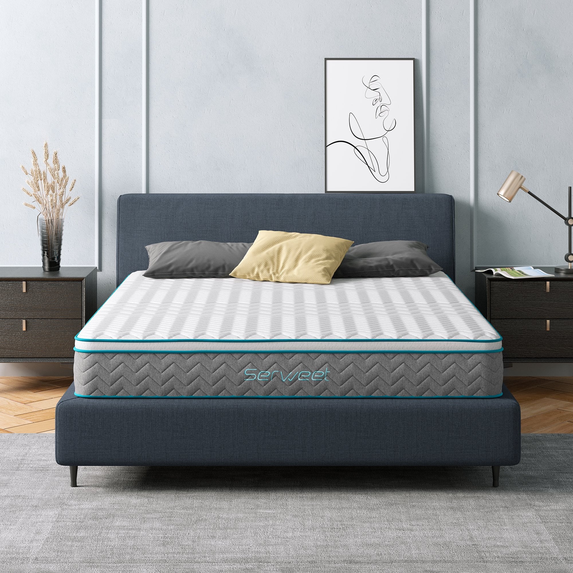 Size Mattress. Serweet 12 inch Memory Foam Hybrid Mattress Full. 7-Zone Pocket Innerspring Pillow Top Mattress for Motion Isolation / Edge Support/Meduim Firm