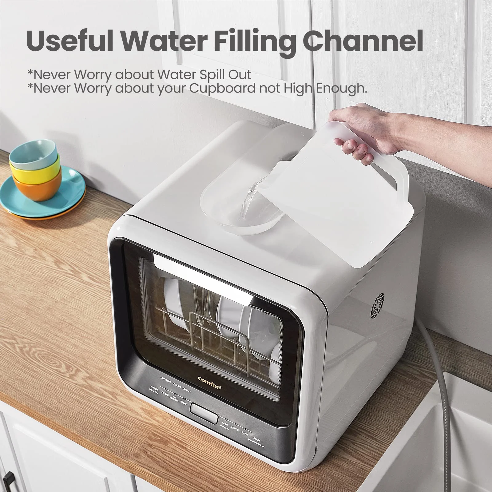 COMFEE' Mini Dishwasher Countertop with 5L Water Tank