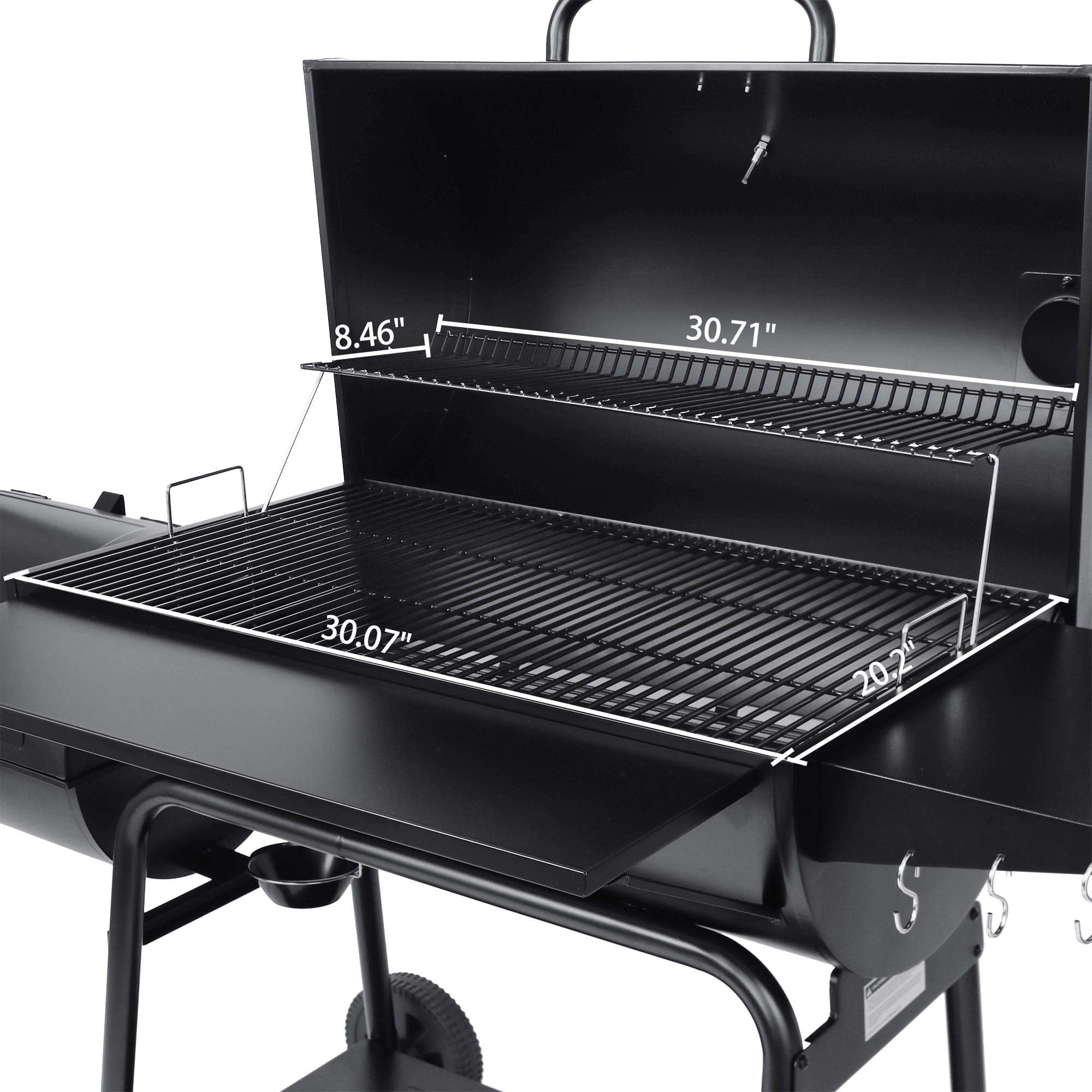 Gourmet CC2036F 36 Charcoal Barrel Grill with Offset Smoker