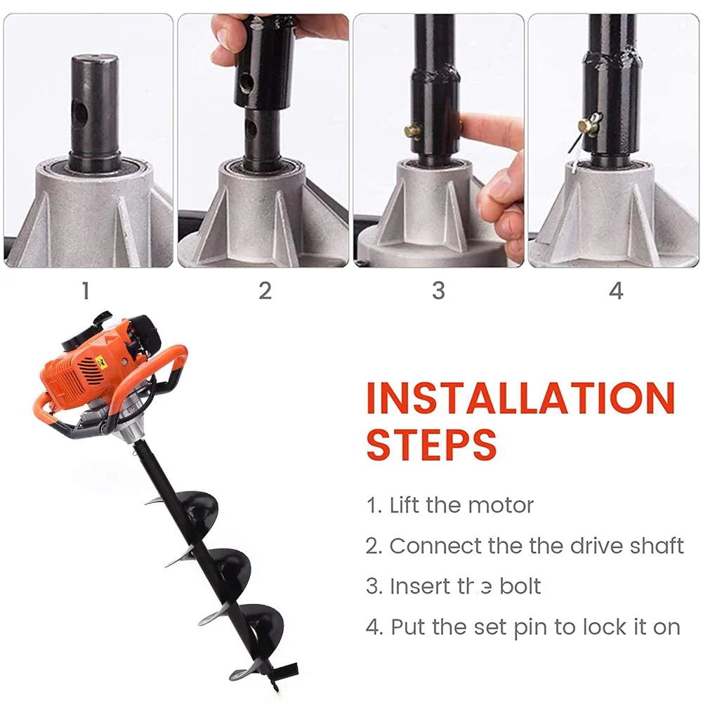 PRIJESSE Gas Powered Post Hole Digger Earth Auger Drill